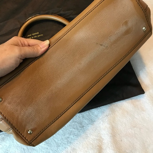 Kate Spade New York Tote Bag Purse Cognac Brown Leather Handbag with dust bag - Picture 13 of 16